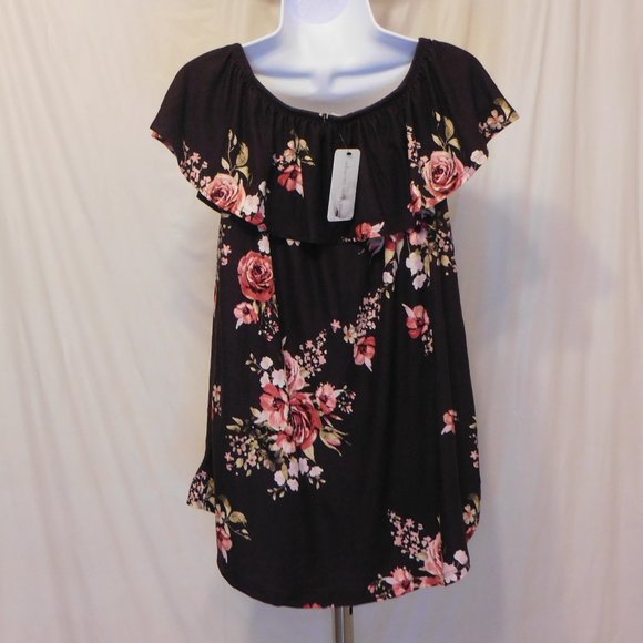 White Birch, Purple Floral Women's Top NWT Large - Picture 2 of 4